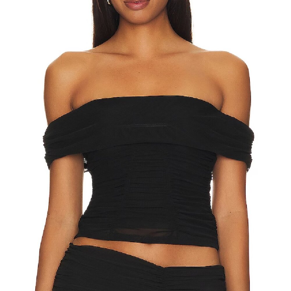 NWT - OFF THE SHOULDER BLACK TOP - MAJORELLE - REVOLVE
